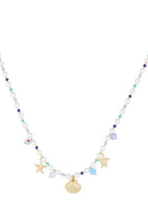 Collier Amoureux Des Tortues - Couleur Bleu Or h5 