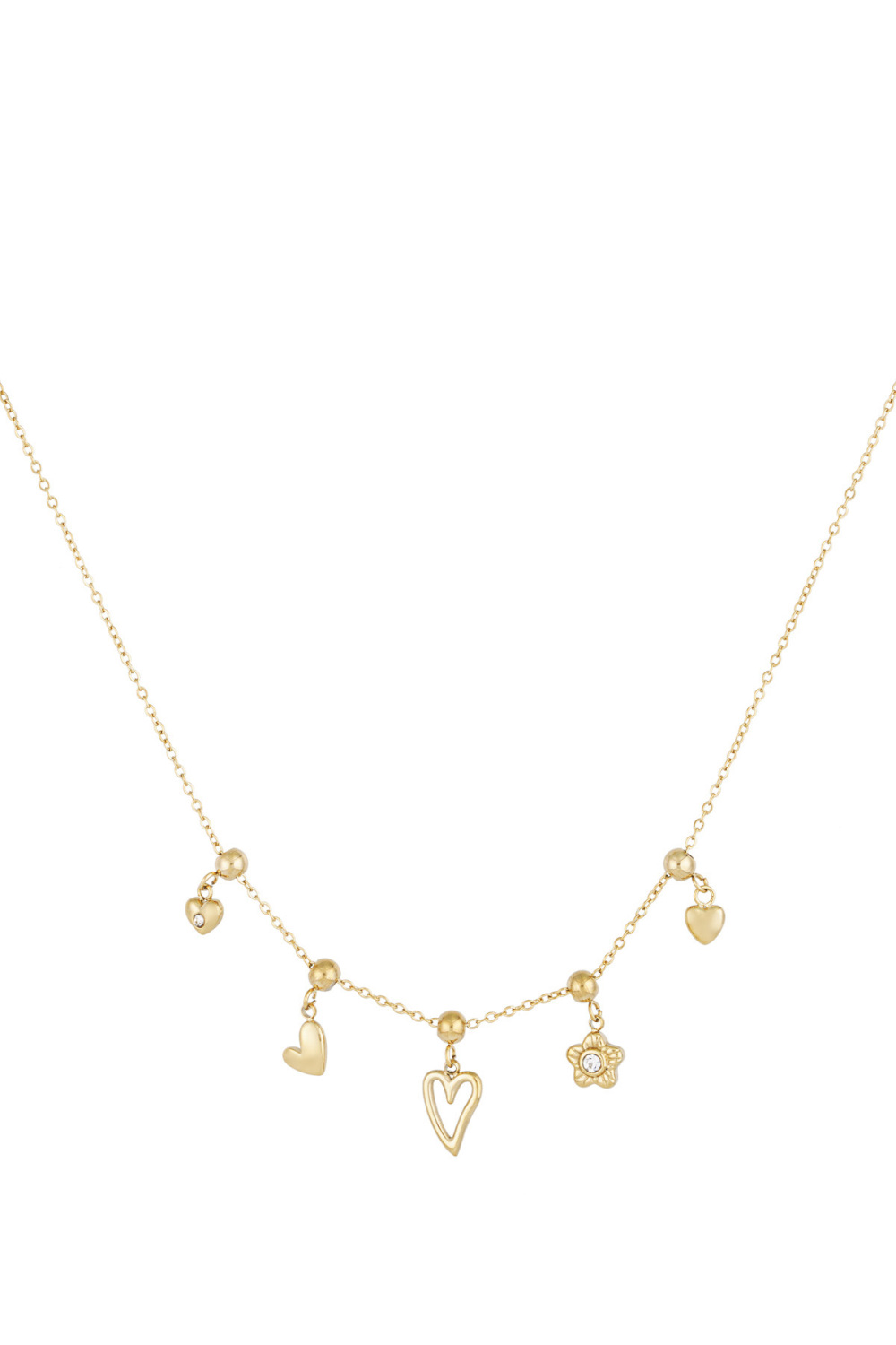 Collier À Breloques Fleurs Et Coeurs 