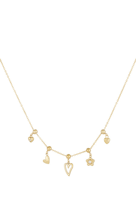 collier à breloques fleurs et coeurs