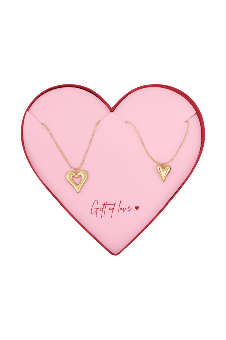 colliers double cœur en acier inoxydable - cadeau d'amour
