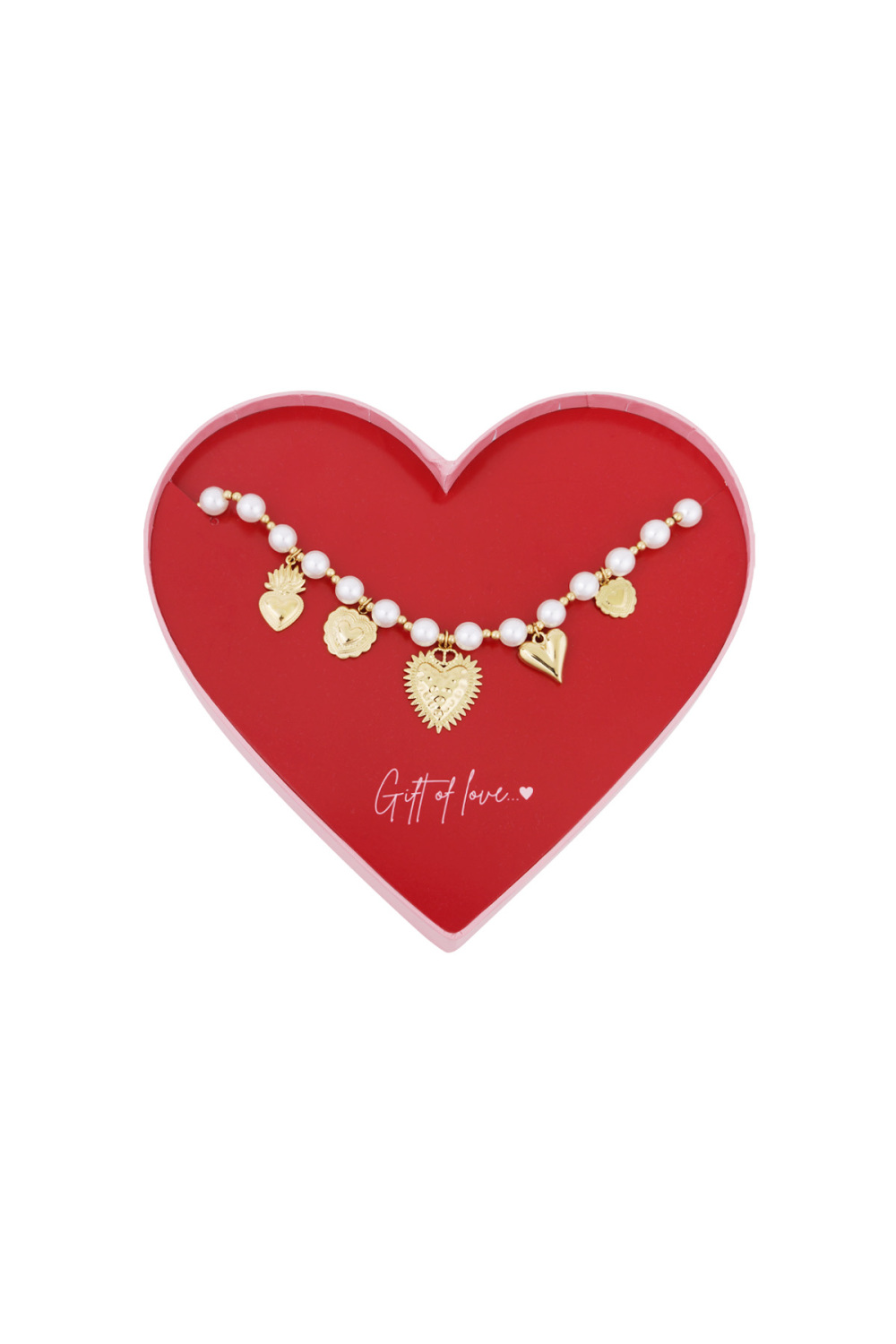 Collier En Acier Inoxydable Avec Perles Et Cœurs - Cadeau D'amour