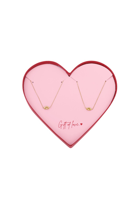 collier et bracelet en acier inoxydable avec nœuds - cadeau d'amour