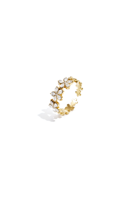 Bague ornée de fleurs et de pierres