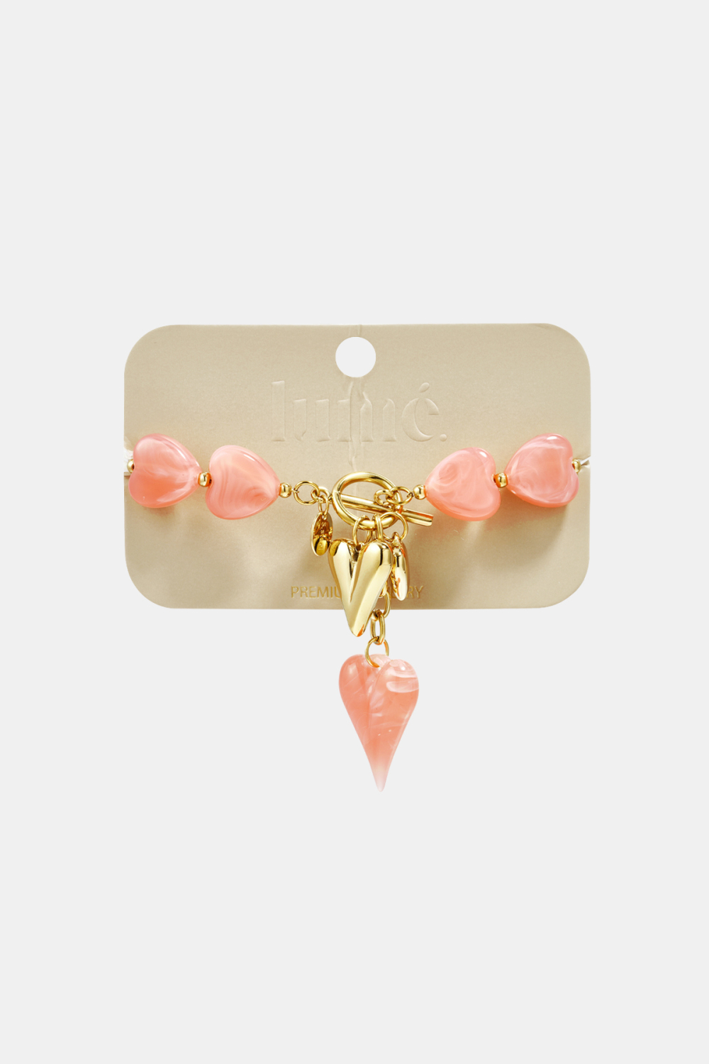 Bracelet De Perles Avec Breloques En Forme De Cœur Pendantes Image3