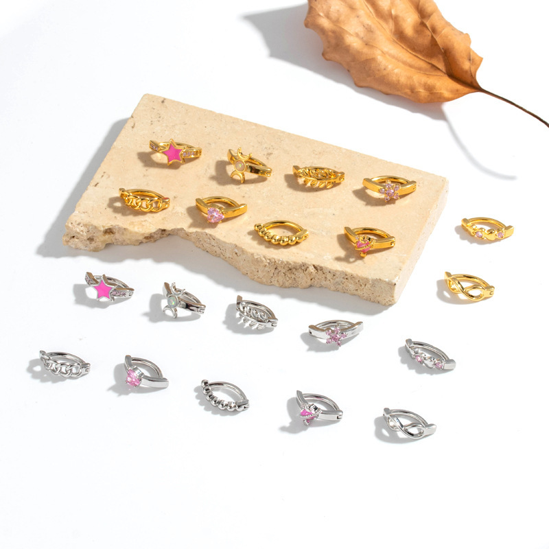 Piercings De Nombril Élégants En Zircon Couleur Cuivre Doré Et Étoile Image8