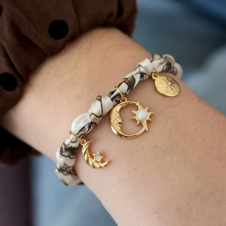 Bracelet à breloques Sun&Moon en acier inoxydable étanche couleur or 2
