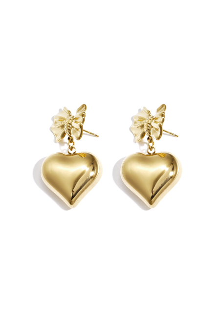 Boucles d'oreilles nœud avec cœur pendant