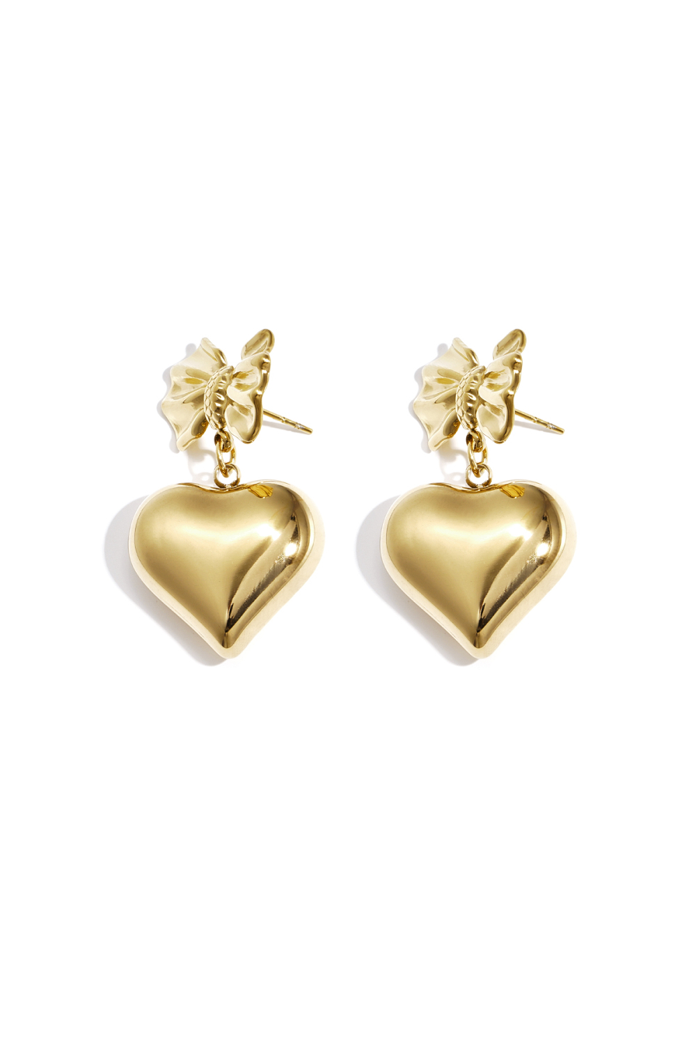 Boucles D'Oreilles Nœud Avec Cœur Pendant