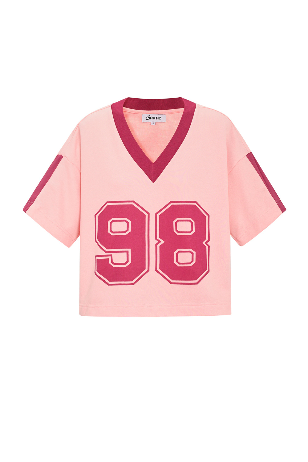 T-Shirt À Col En V Pour Femme En Coton Tricoté Sportif Contraste De Couleurs 