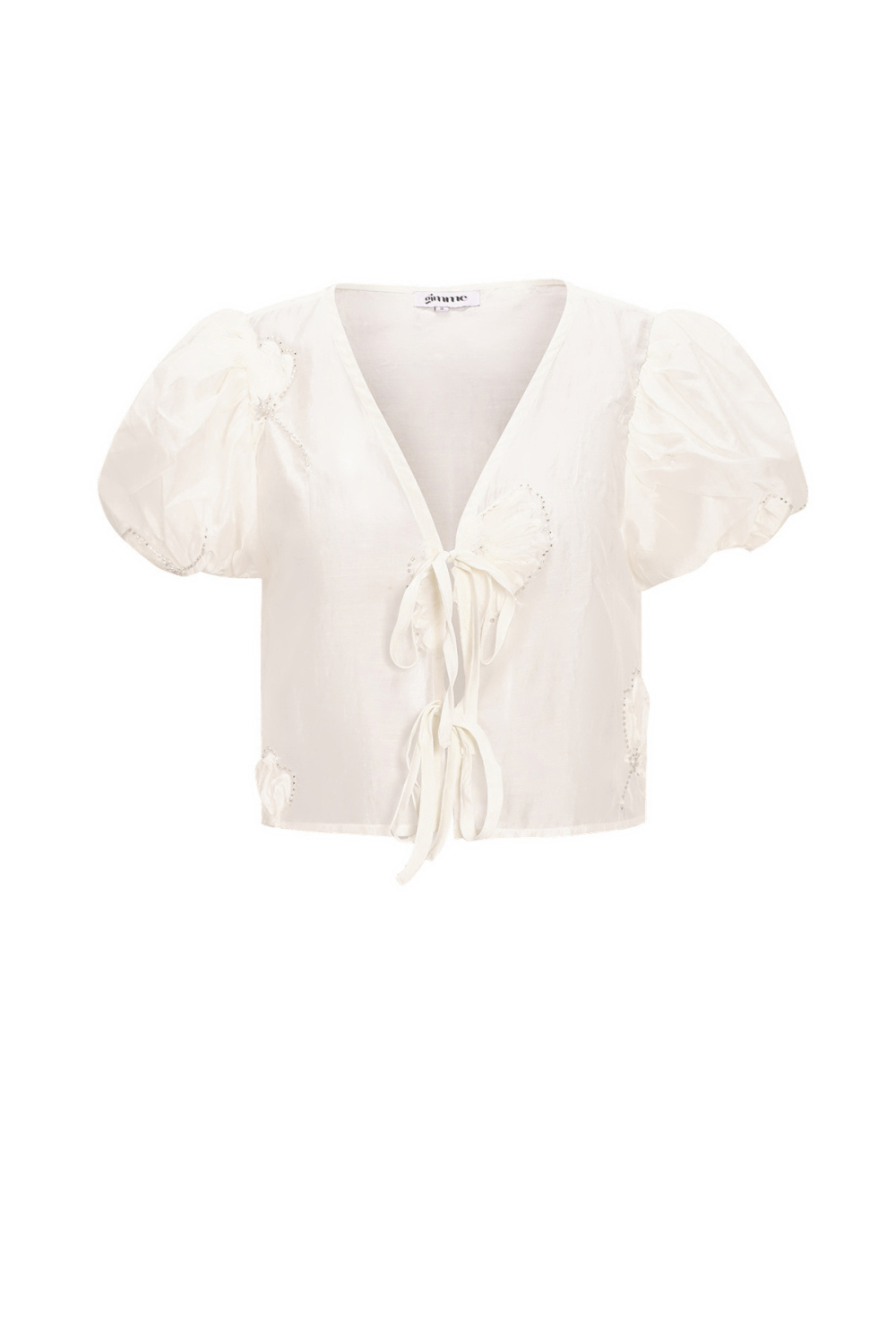 Organic Cotton Woven Femme Haut Manches Courtes Bohémien Imprimé Floral Nœud 
