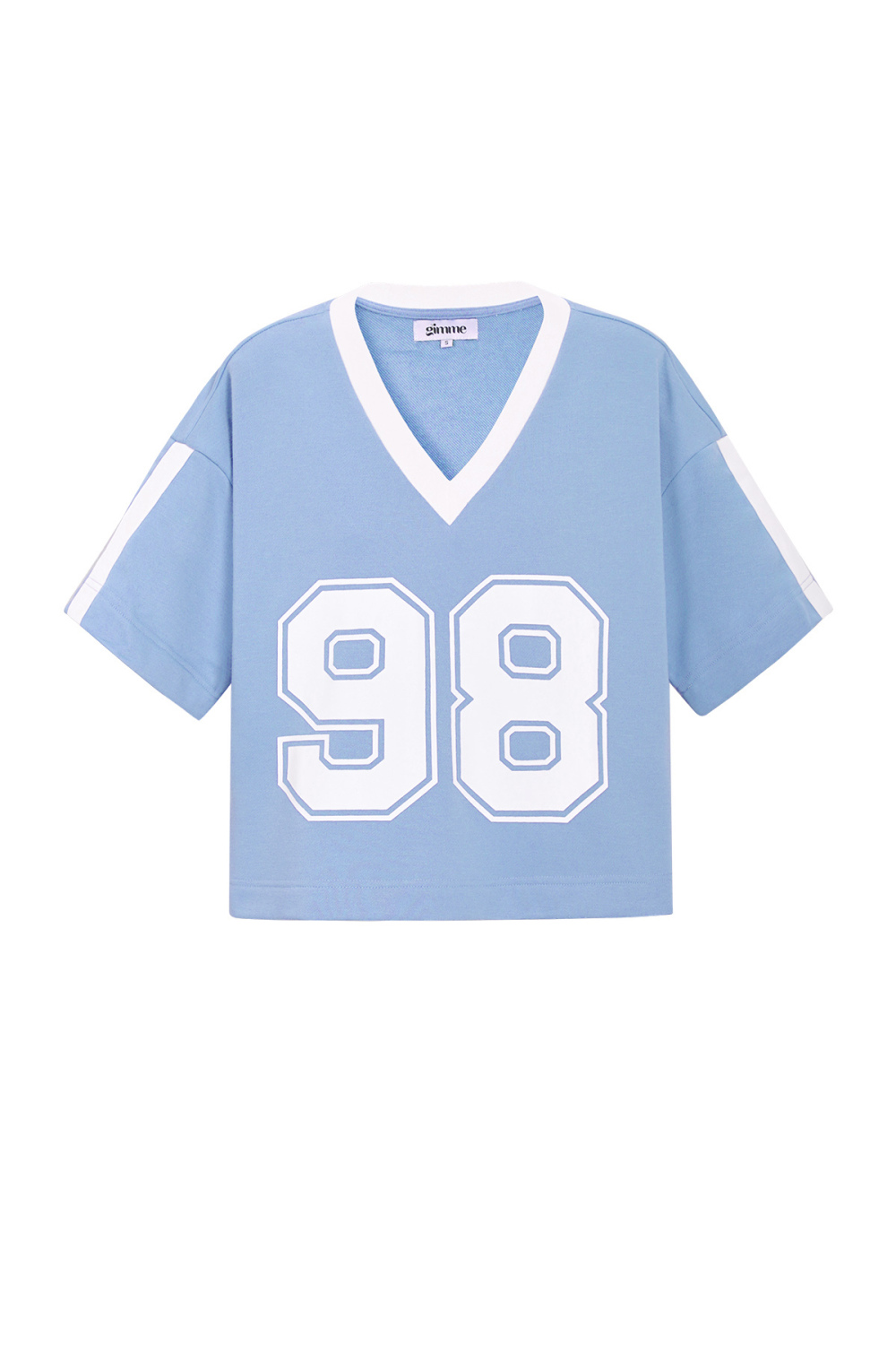 T-Shirt À Col En V Pour Femme En Coton Tricoté Sportif Contraste De Couleurs Image11