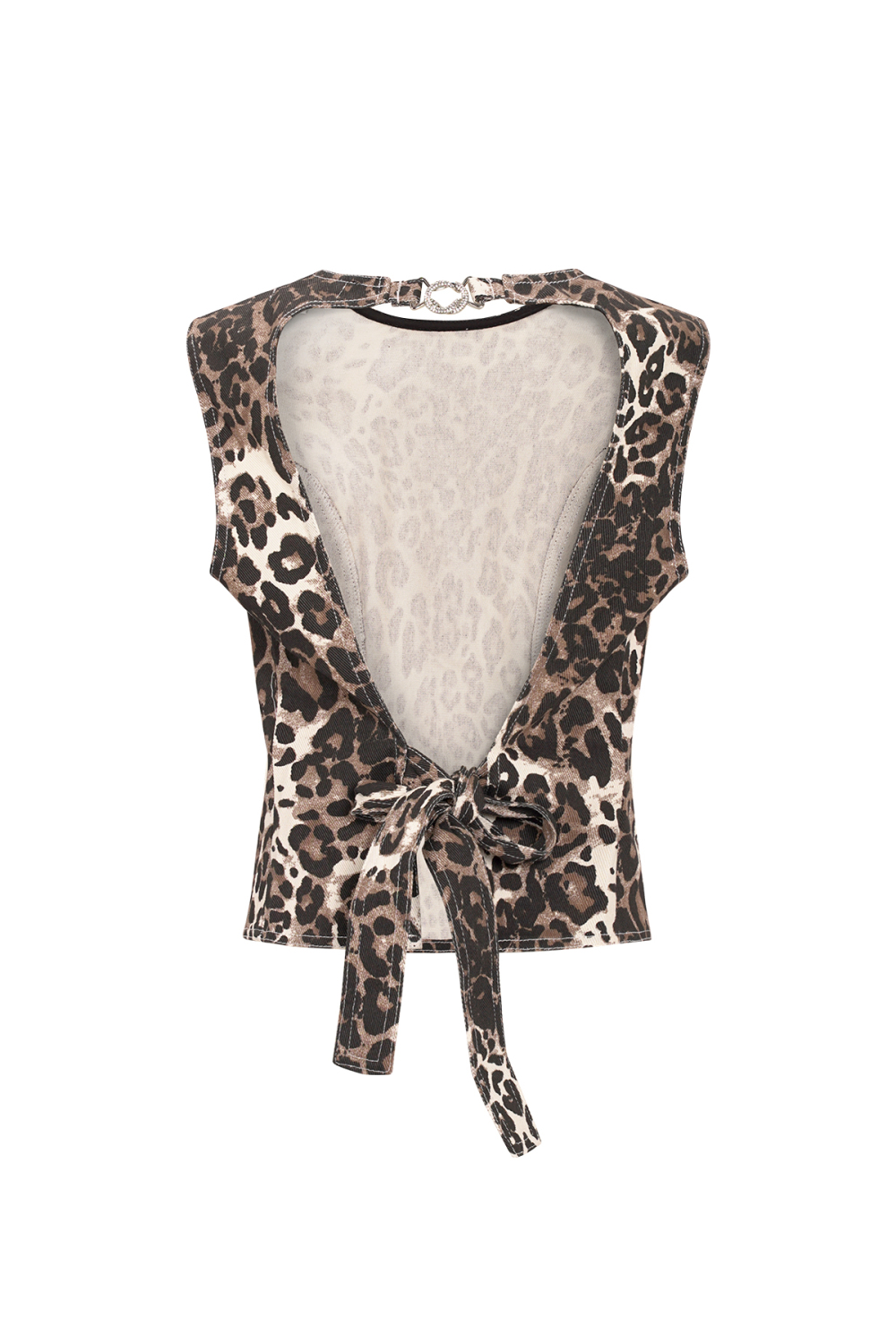 Cotton Woven Sleeveless Top Leopard Print Sexy Spring/Summer Image3