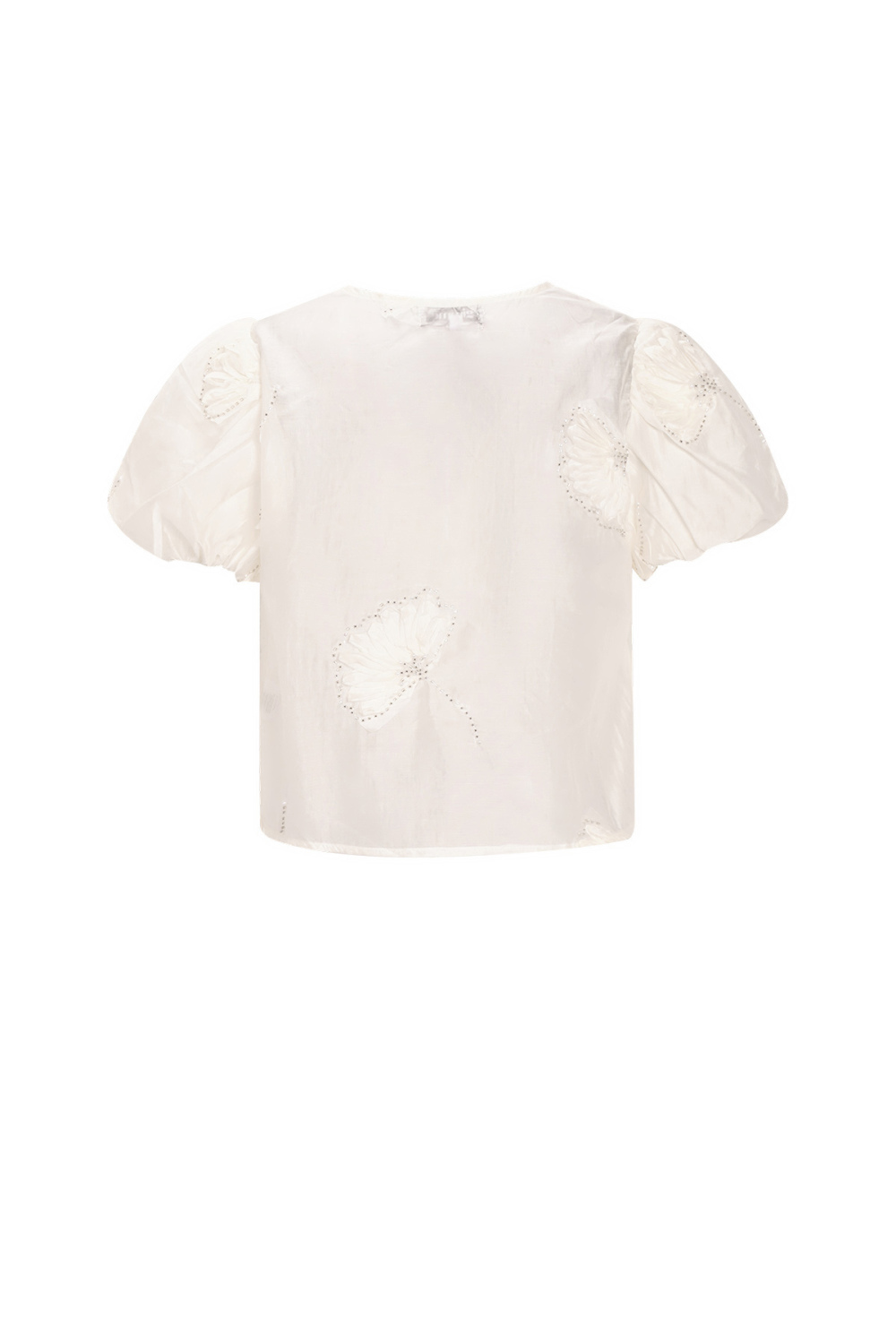 Organic Cotton Woven Femme Haut Manches Courtes Bohémien Imprimé Floral Nœud Image3