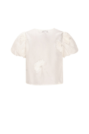 Organic Cotton Woven Femme Haut Manches Courtes Bohémien Imprimé Floral Nœud h5 Image3
