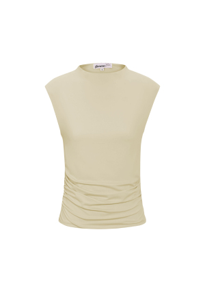 Top Sans Manches En Nylon Tricoté Haute Élasticité Couleur Unie h5 Image18