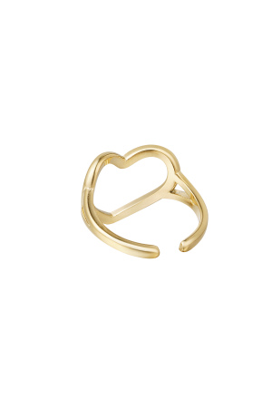 Bague Coeur Ajustable - Couleur Or Acier Inoxydable Taille Unique h5 Image2