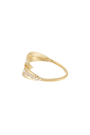 Bague Plume Avec Pierres - Doré Acier Inoxydable h5 Image2