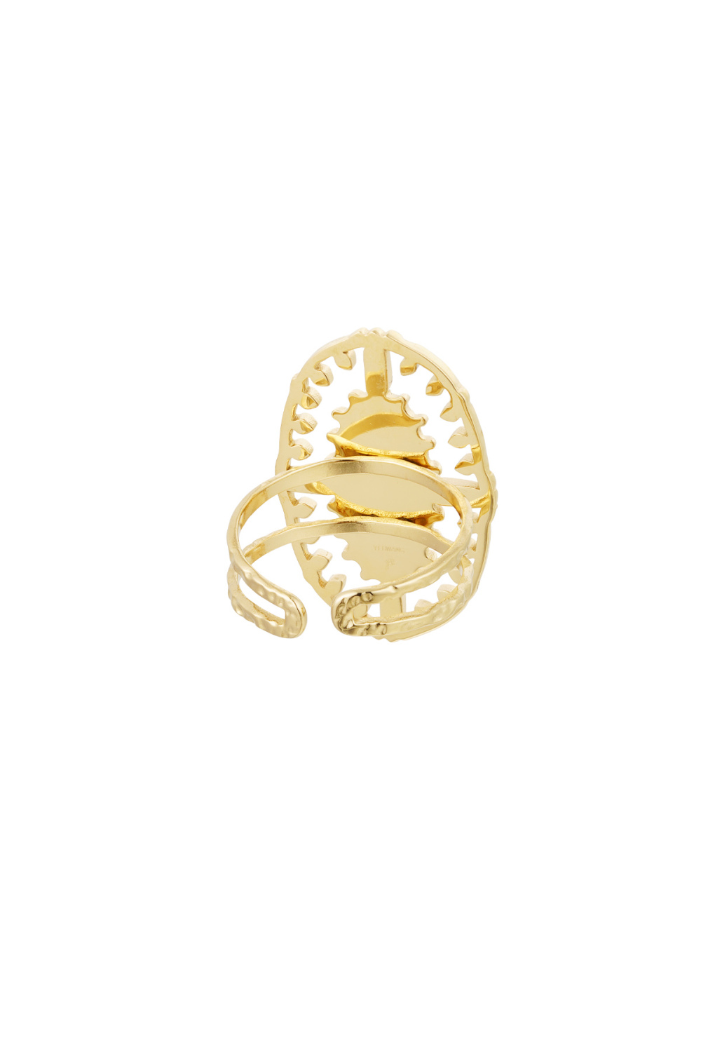 Bague Vintage Oblongue Avec Pierre - Couleur Or/Couleur Orange h5Image5