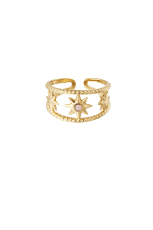Bague Étoile Avec Pierre Rose - Dorée h5 