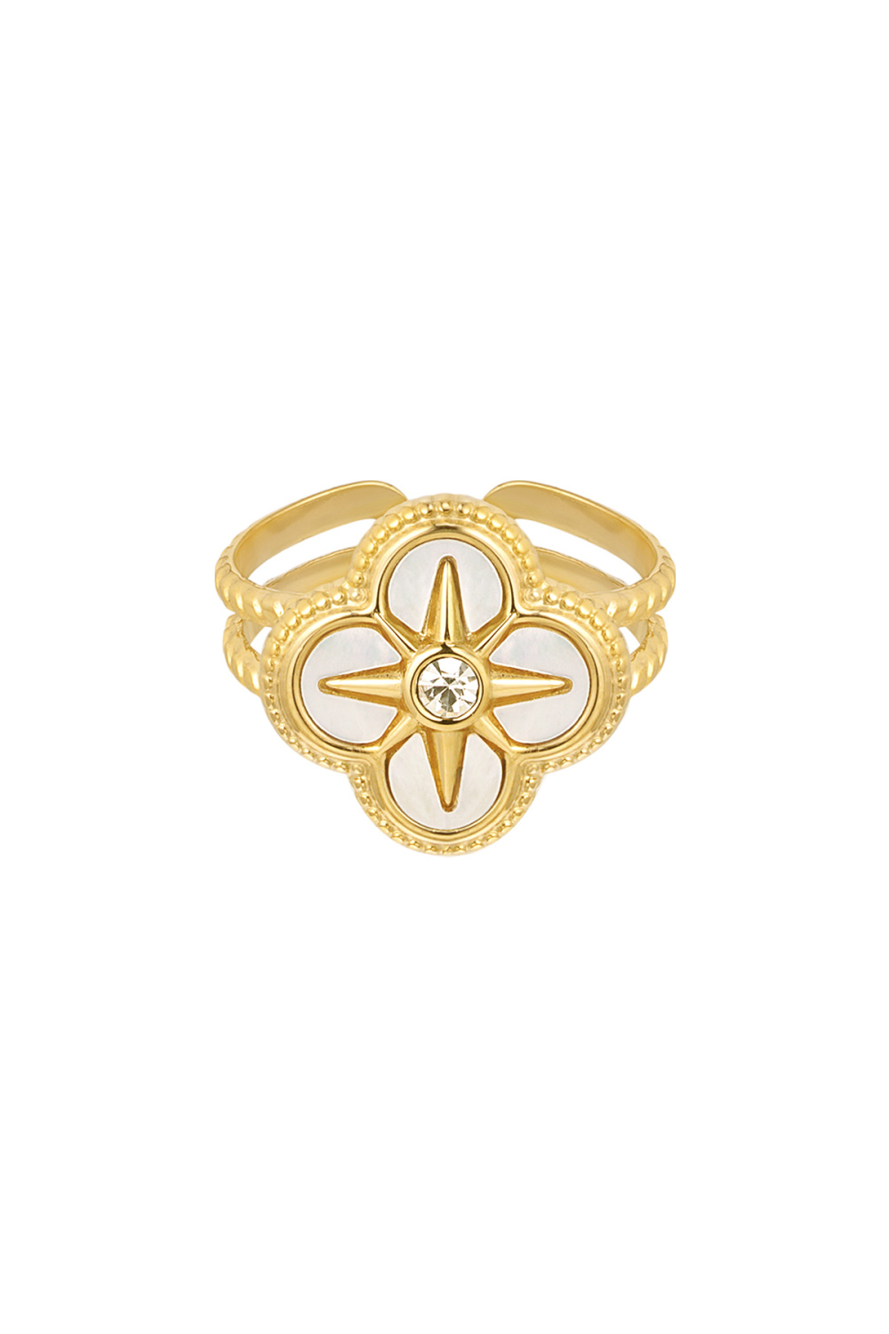 Bague Trèfle Blanc 