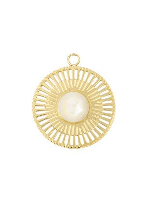 Charm Rond Avec Pierre - Blanc/Couleur Or h5 