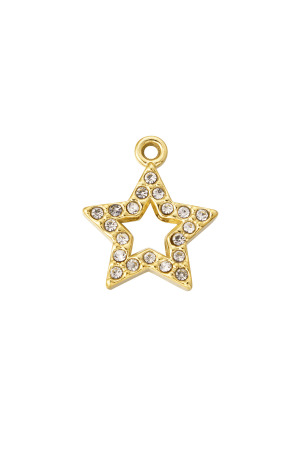 Diy Charm Étoile Ouverte Avec Pierres - Doré h5
