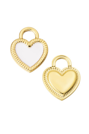 Diy Charm Coeur Contour - Couleur Or Blanc h5 