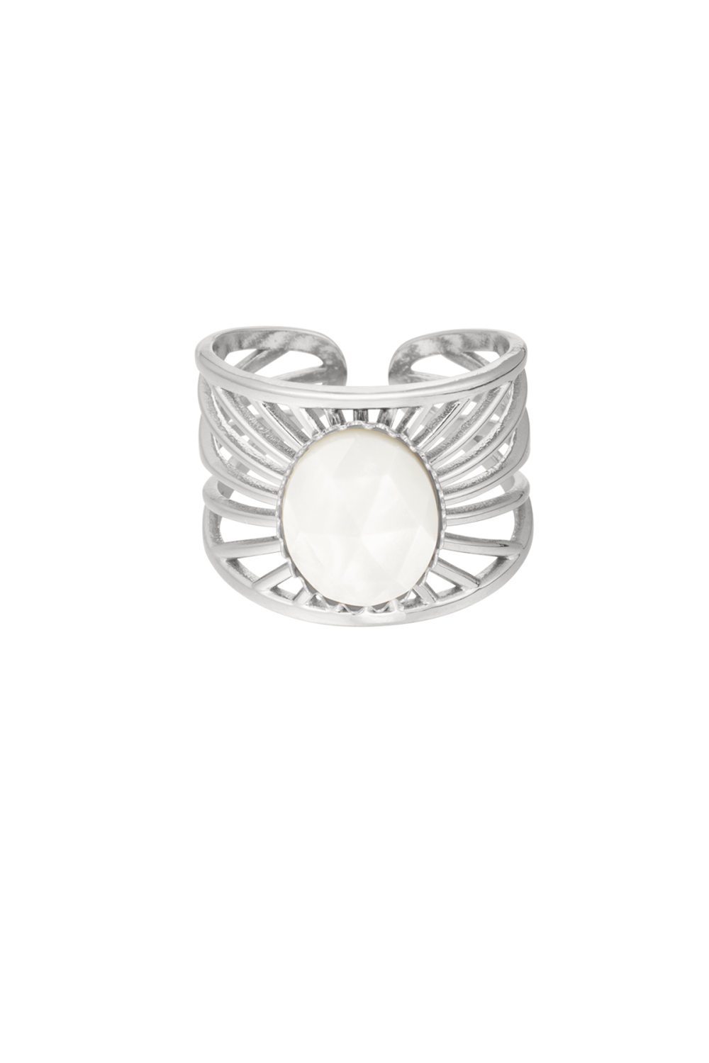 Bague Mandela Avec Pierre - Argent/Blanc