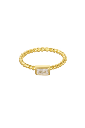 Bague Pierre Rectangle - Argent 925 - Couleur Or - 16 h5 
