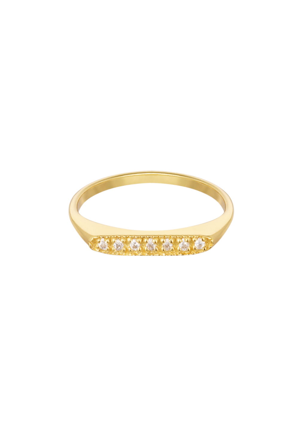 Bague Barrette Avec Pierres - Argent 925 - Couleur Or - 16