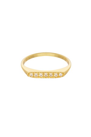Bague Barrette Avec Pierres - Argent 925 - Couleur Or - 16 h5