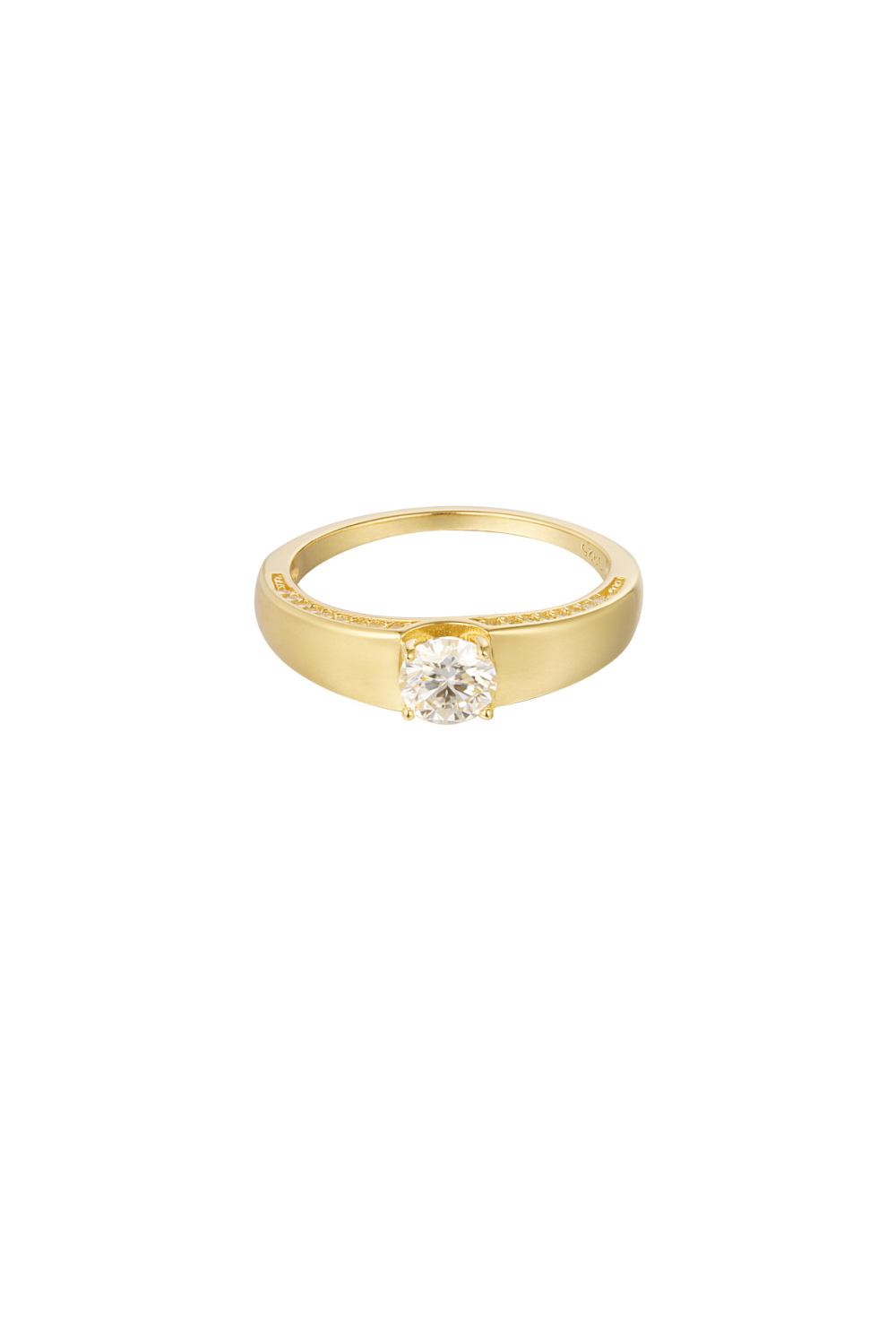 Bague Basique Avec Pierre - Couleur Or - 16 