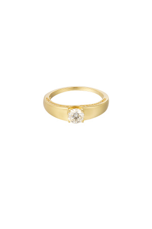 Bague Basique Avec Pierre - Couleur Or - 16 h5 