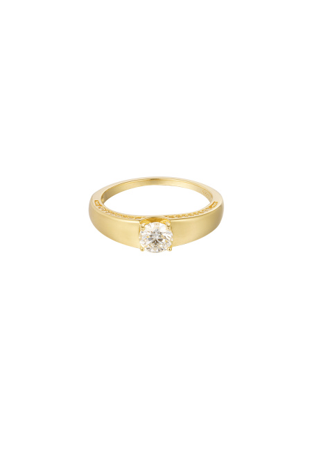 Bague basique avec pierre - Couleur or - 16