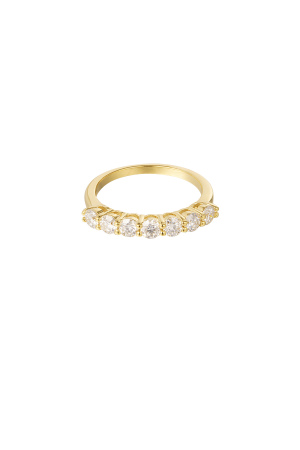 Bague Petites Pierres En Rang - Couleur Or - 16 h5 