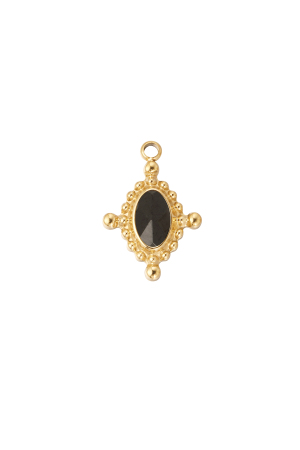 Diy Charm Étincelle Avec Pierre Noire - Couleur Or Noir h5