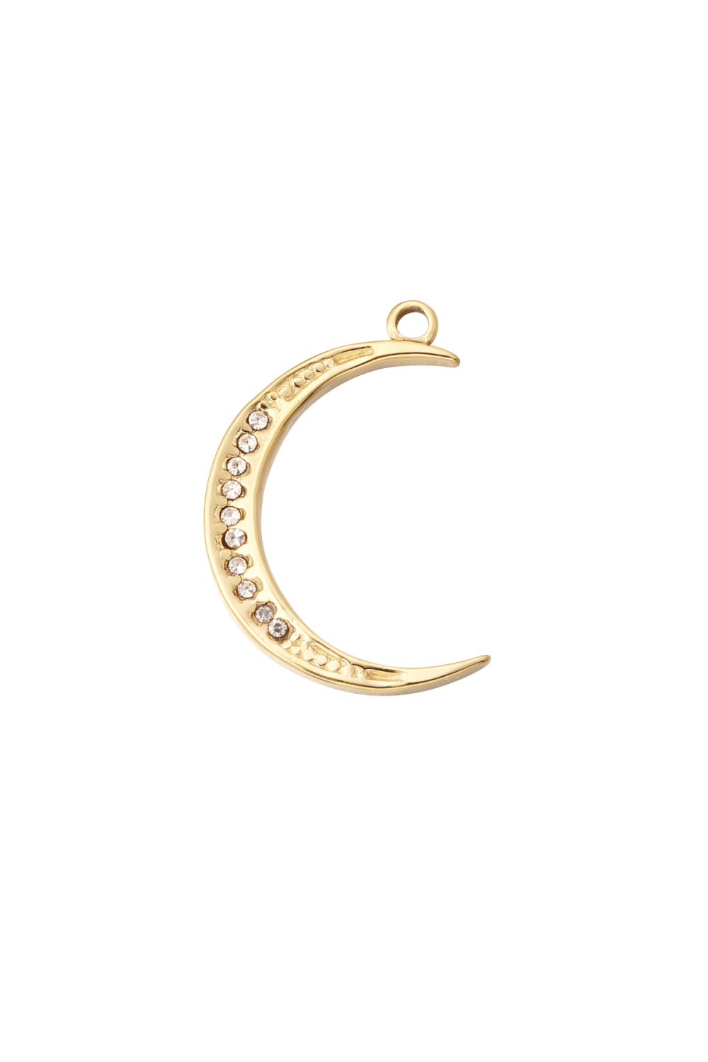 Diy Charm Lune Avec Pierre - Doré 