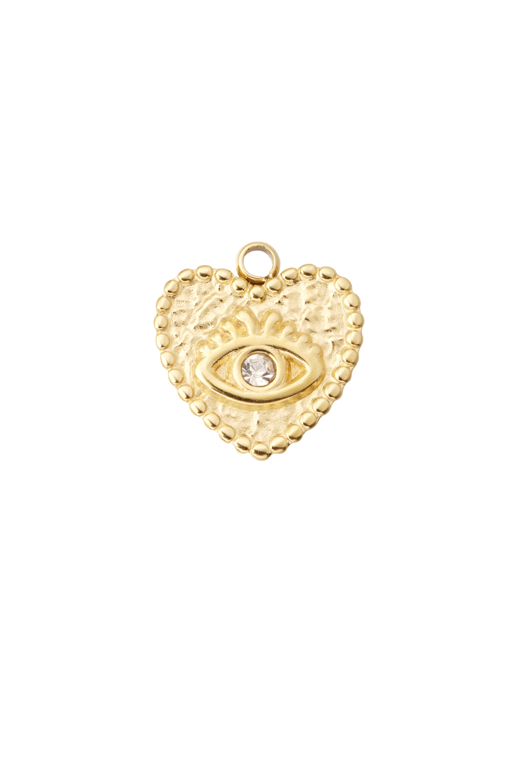 Diy Charm Coeur Avec Oeil Et Pierre - Doré
