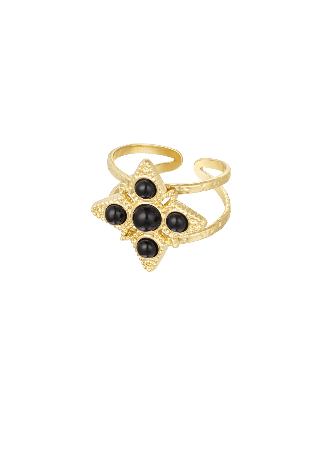 Bague Étoile Avec Pierres - Couleur Or/Noir