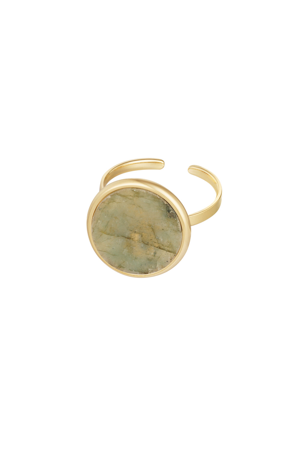 Bague Pierre Ronde Basique - Doré/Beige 