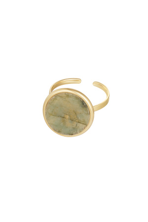 Bague Pierre Ronde Basique - Doré/Beige h5 