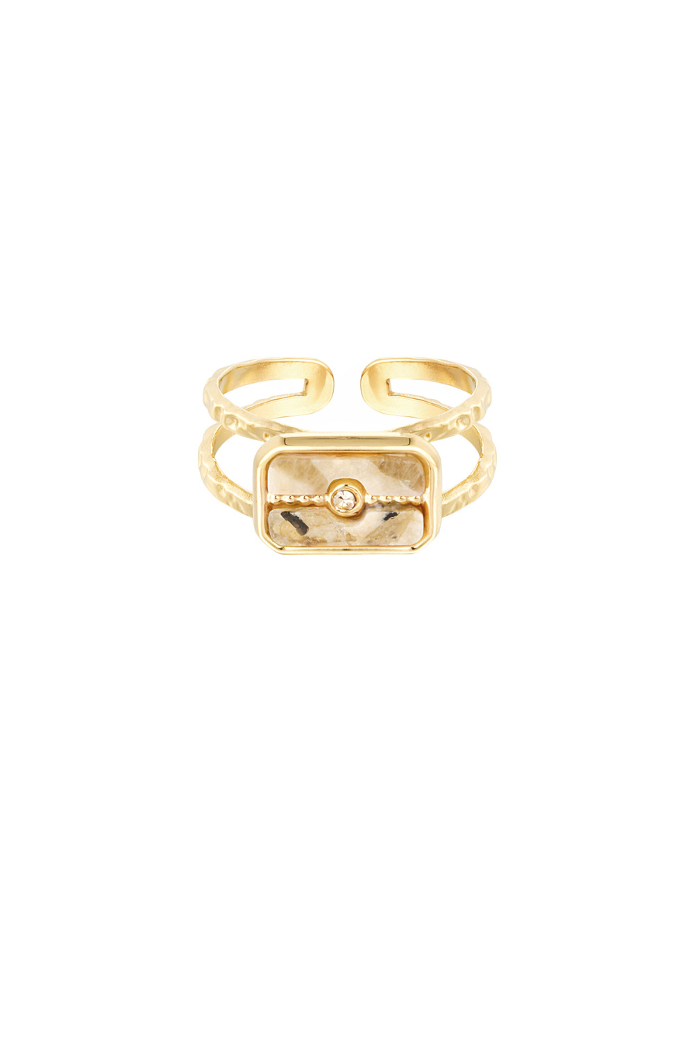 Bague Ornée De Pierres - Doré/Beige 