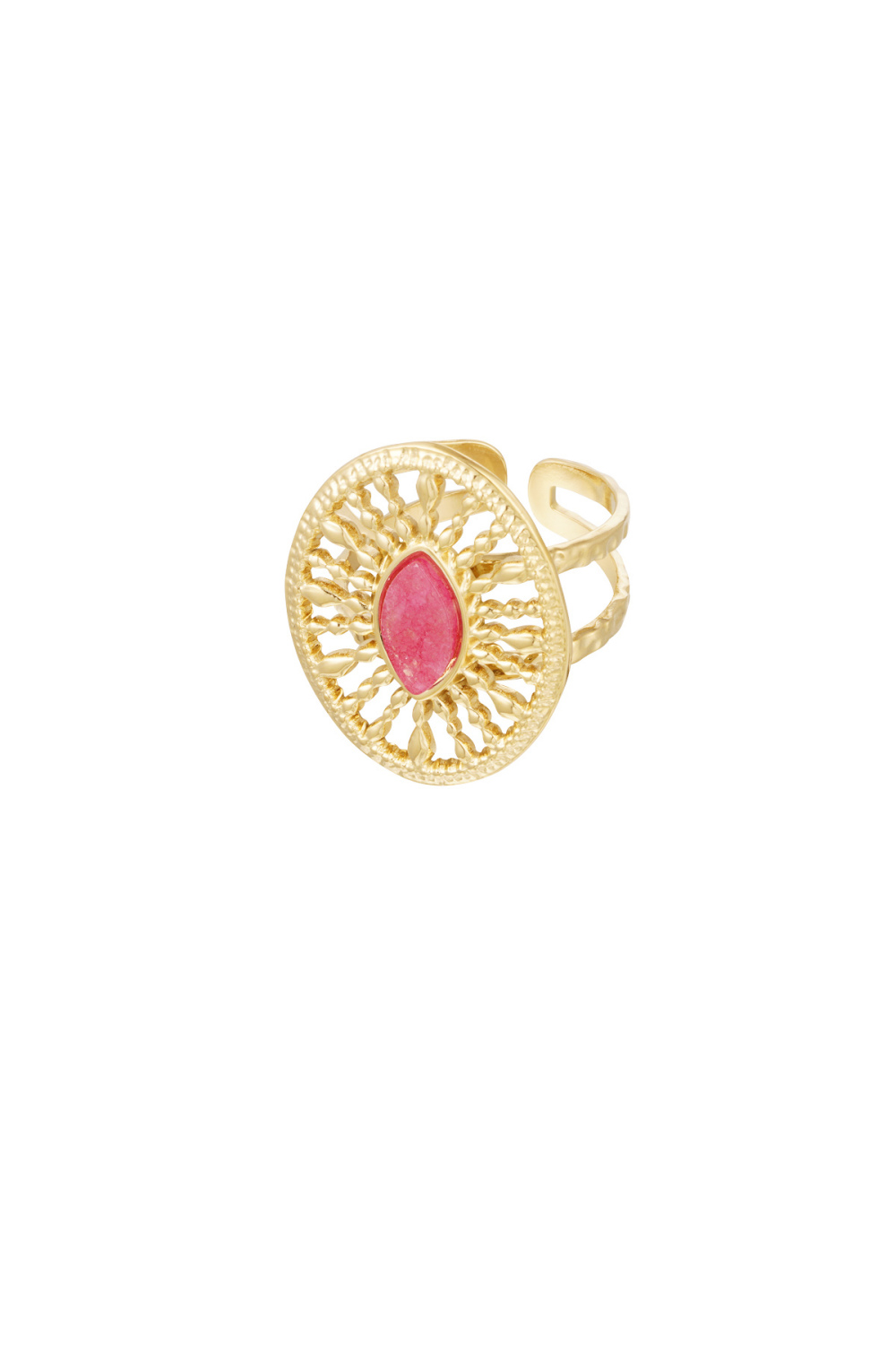 Bague Ronde Baroque Avec Pierre 