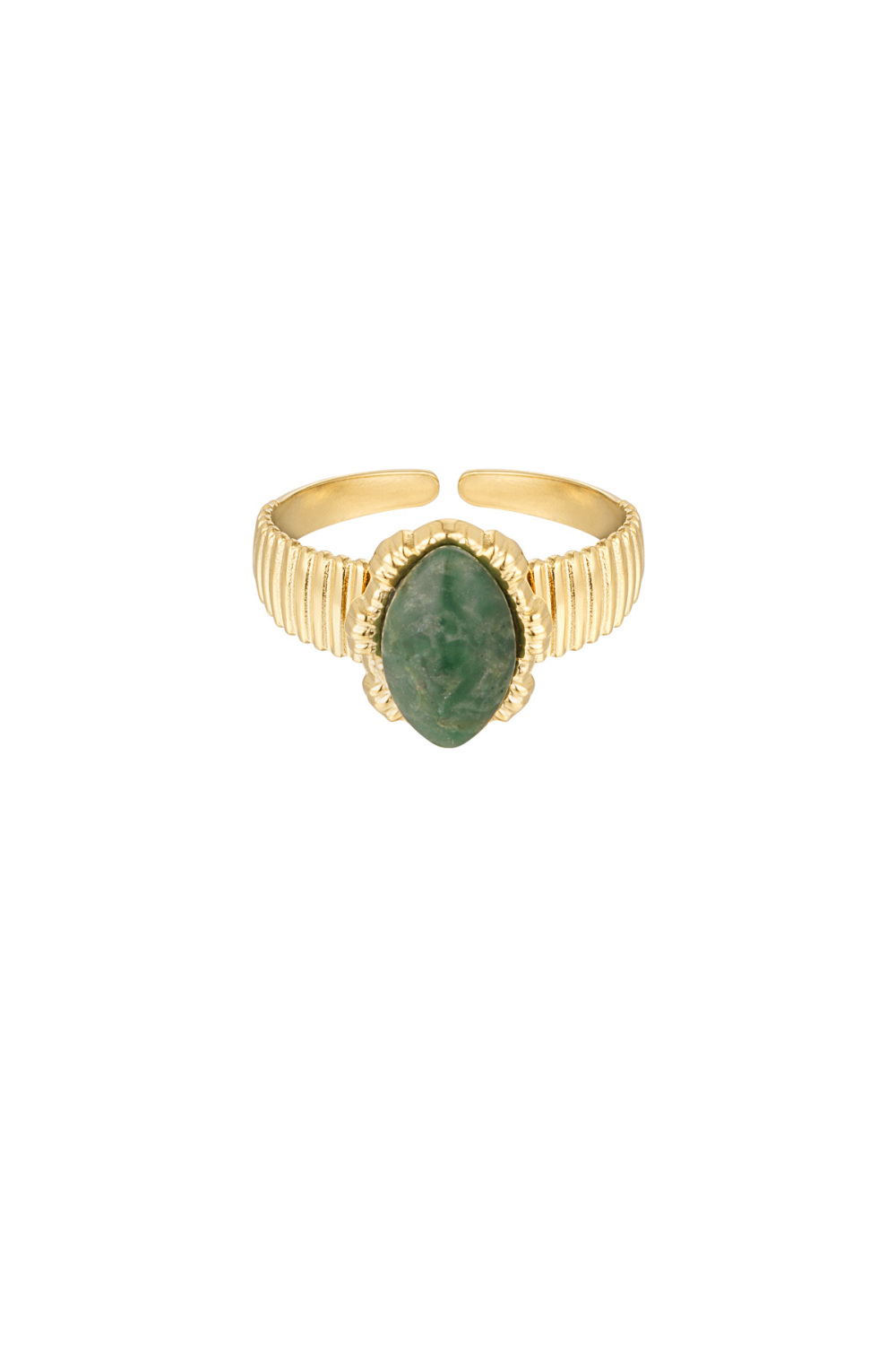 Bague Avec Pierre Ovale - Couleur Or/Vert 