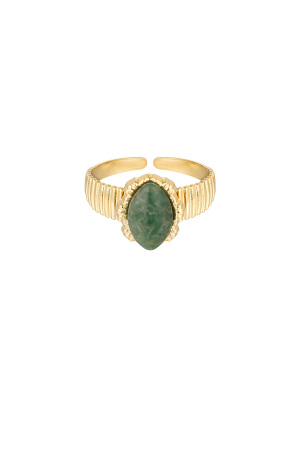 Bague Avec Pierre Ovale - Couleur Or/Vert h5 