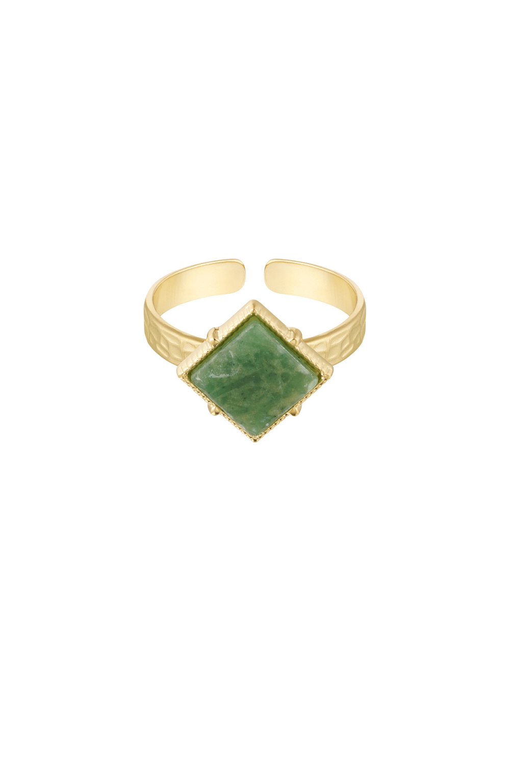 Bague Diamant Pierre - Couleur Or/Vert 