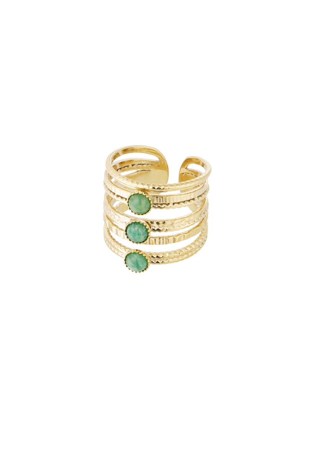 Bague Pierre Trois Couches - Couleur Or/Vert 