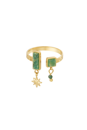 Bague Ouverte Avec Pierres - Doré/Vert h5 