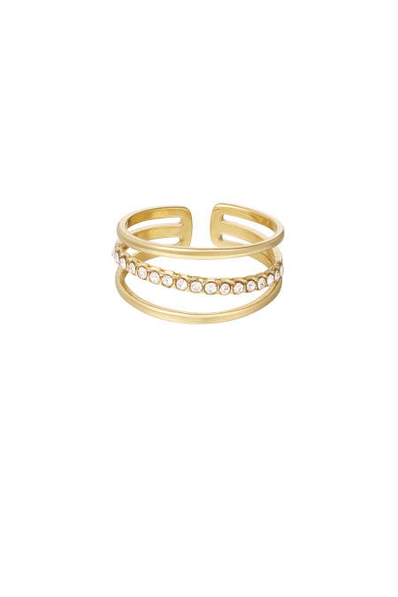 Bague Trois Couches Avec Une Rangée De Pierres
