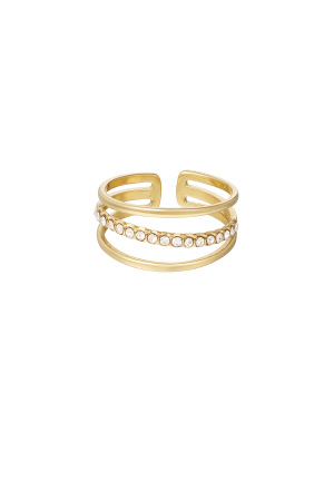 Bague Trois Couches Avec Une Rangée De Pierres h5